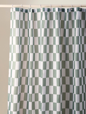 Light Green Sanctuary Checkerboard Shower Curtain | Home | George at ASDA