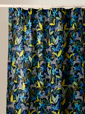 Dark Garden Jungle Zebra Shower Curtain Home at ASDA
