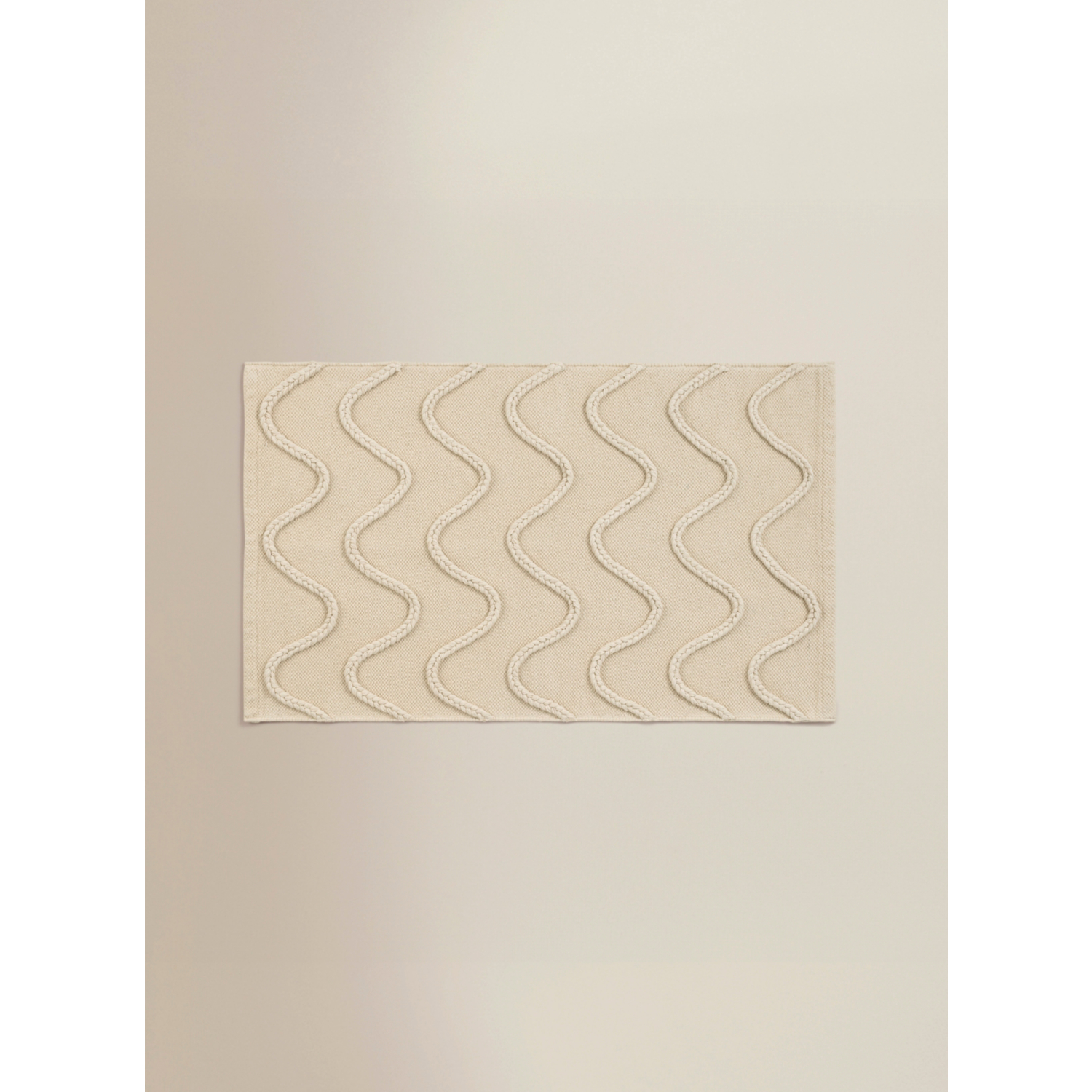 George Cream Nautical Pleat Wave Woven Cotton Bath Mat