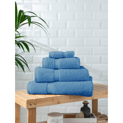 George Sky Blue Solid Super Soft Cotton Towel & Bath Mat Range - Light Blue