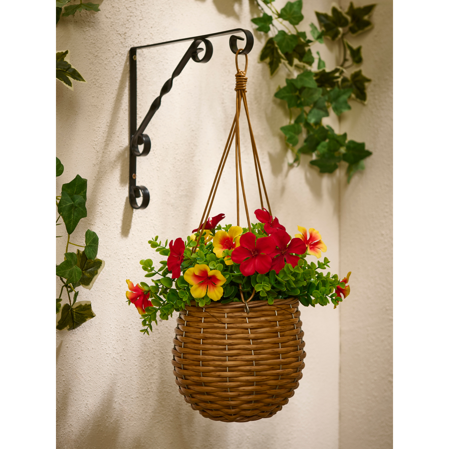 George Multi Brown Willow Rope Hanging Basket With Chains