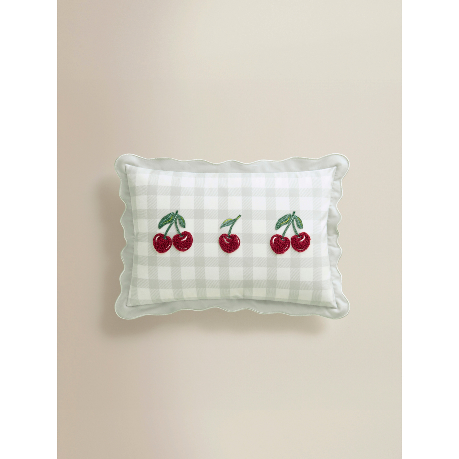 George Green Cherry Gingham Scalloped Cushion
