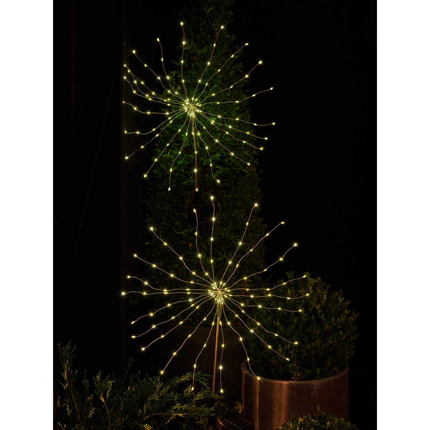 George Black & White Starburst Cluster Solar Lights - Set Of 2