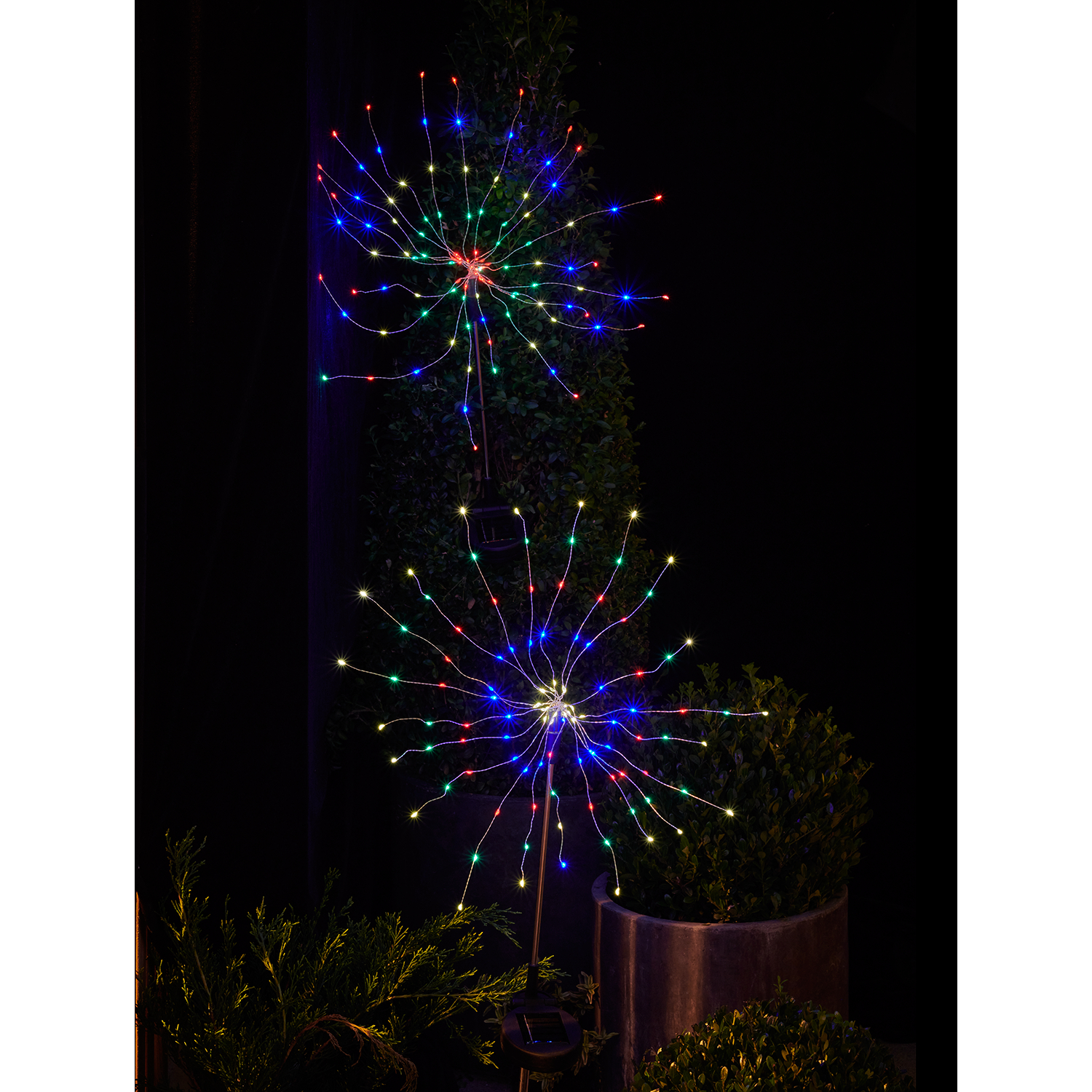 George Multi Starburst Cluster Solar Lights Coloured - Set Of 2