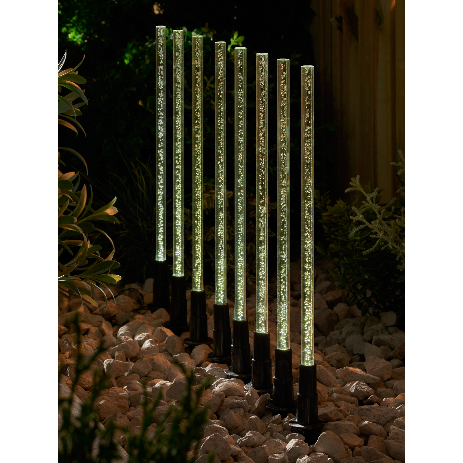 George Black Warm White Led Solar Bubble Stake Light - Set Of 8