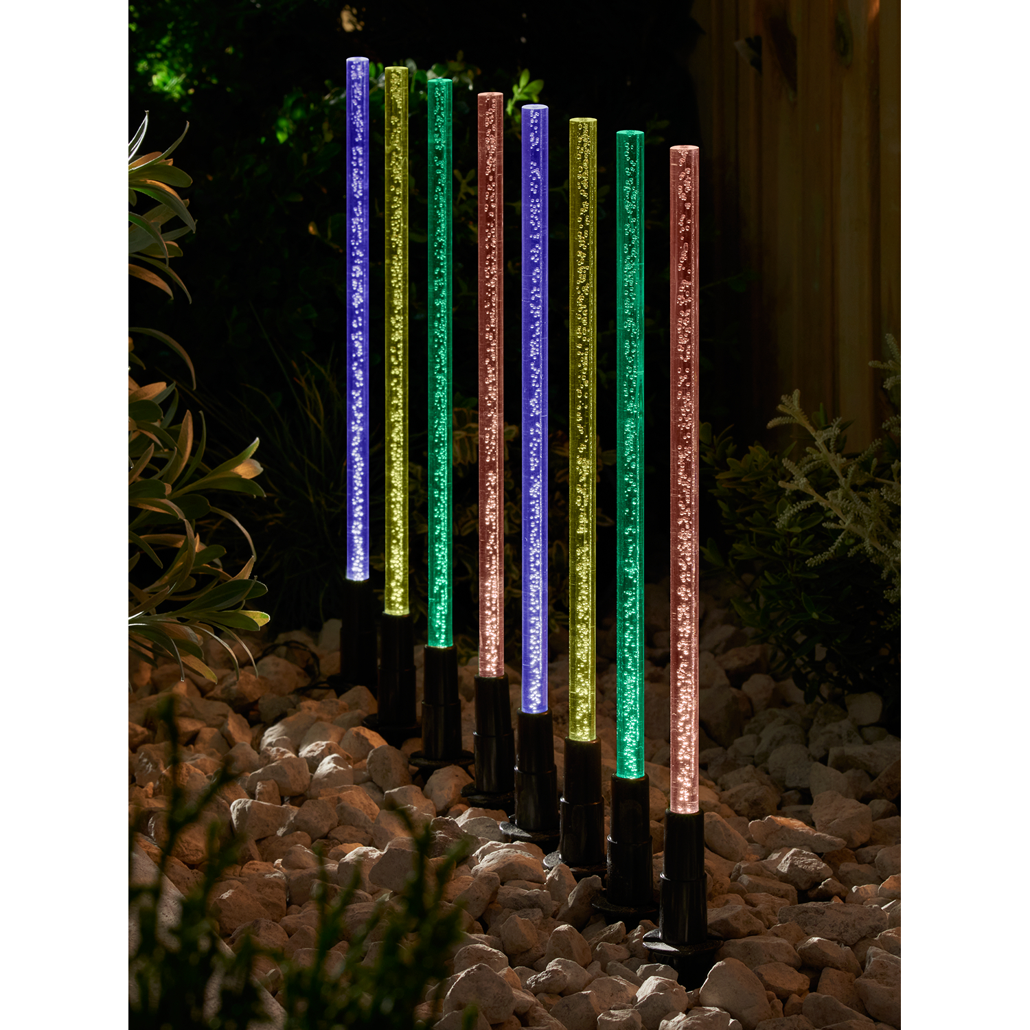 George Black Led Solar Bubble Stake Light - Set Of 8
