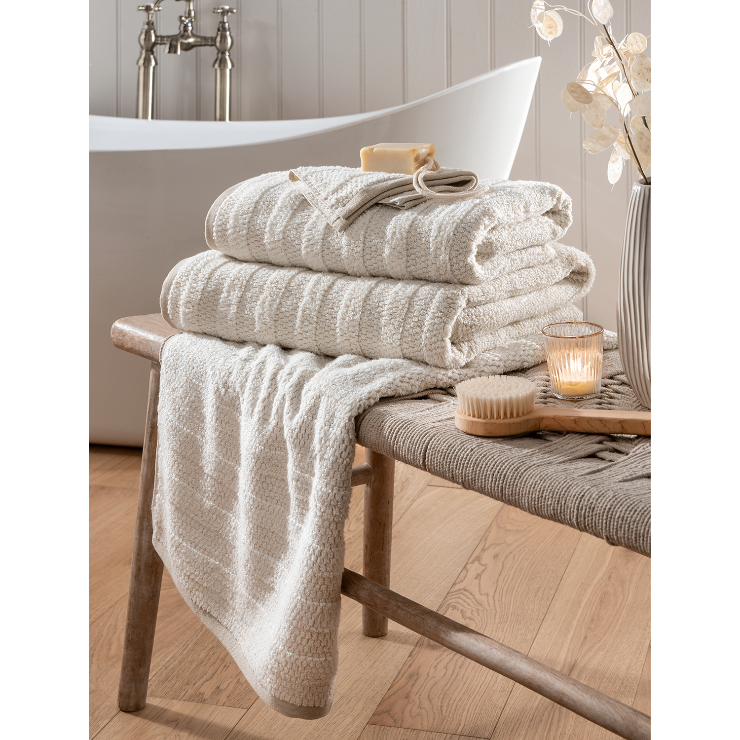 George Neutral Stacey Solomon Textured Cotton Towel Range
