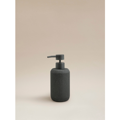 George Charcoal Grey Sandstone Ribbed Soap Dispenser