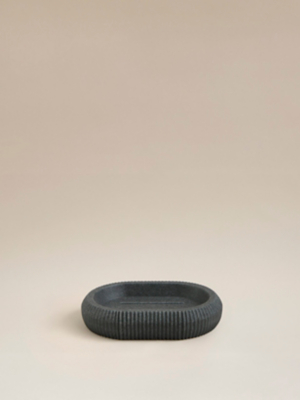Charcoal Grey Sandstone Ribbed Soap Dish | Home | George at ASDA