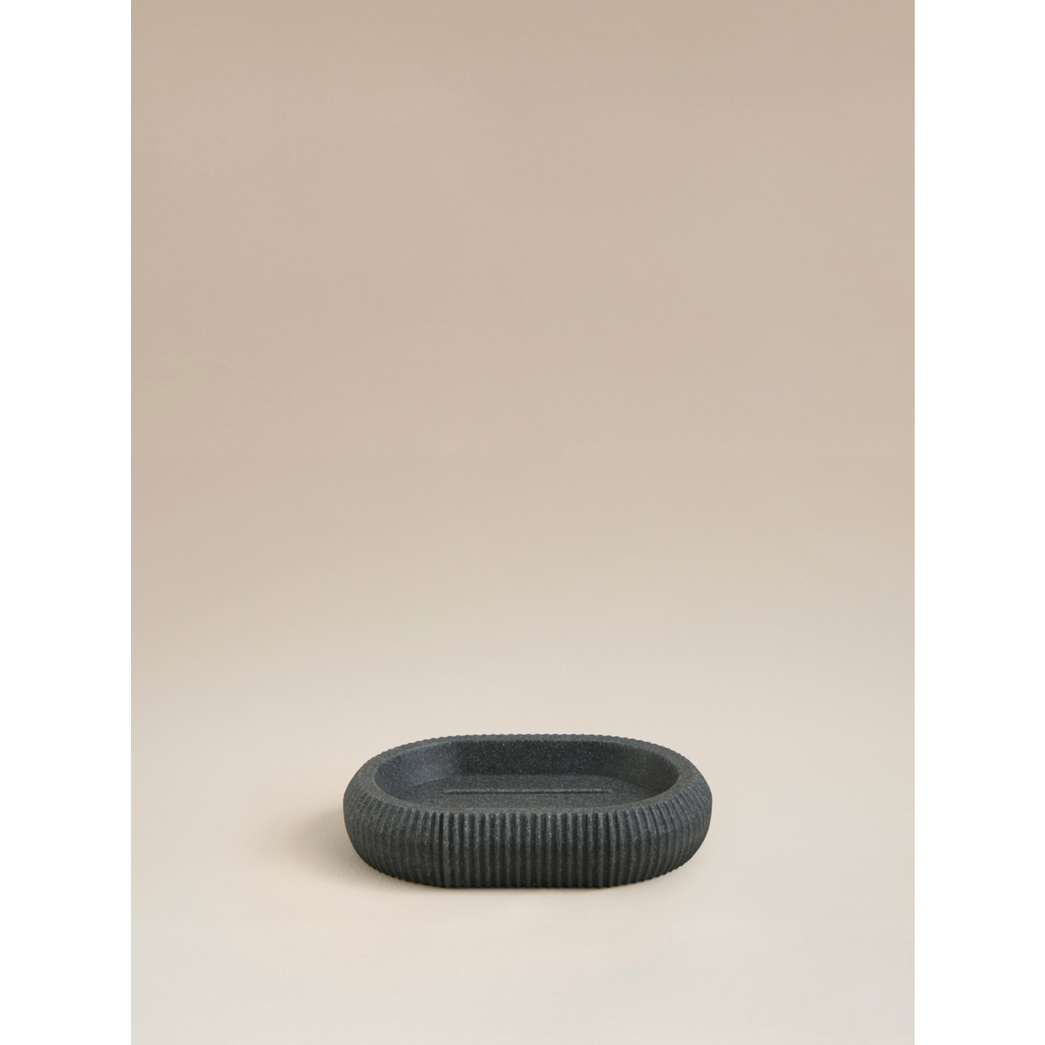 George Charcoal Grey Sandstone Ribbed Soap Dish