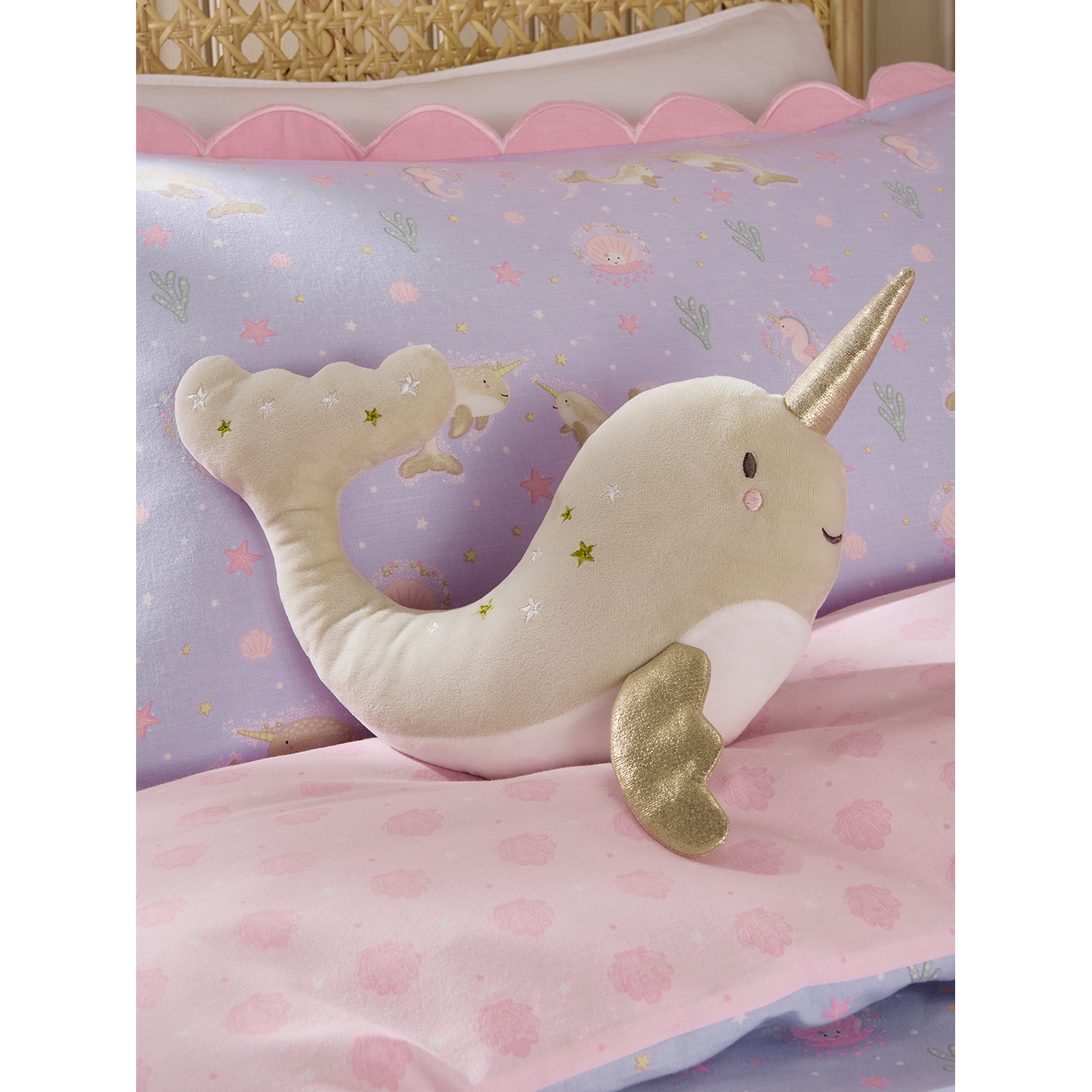 George Natural Stacey Solomon Under-The-Sea Narwhal-Shaped Cushion
