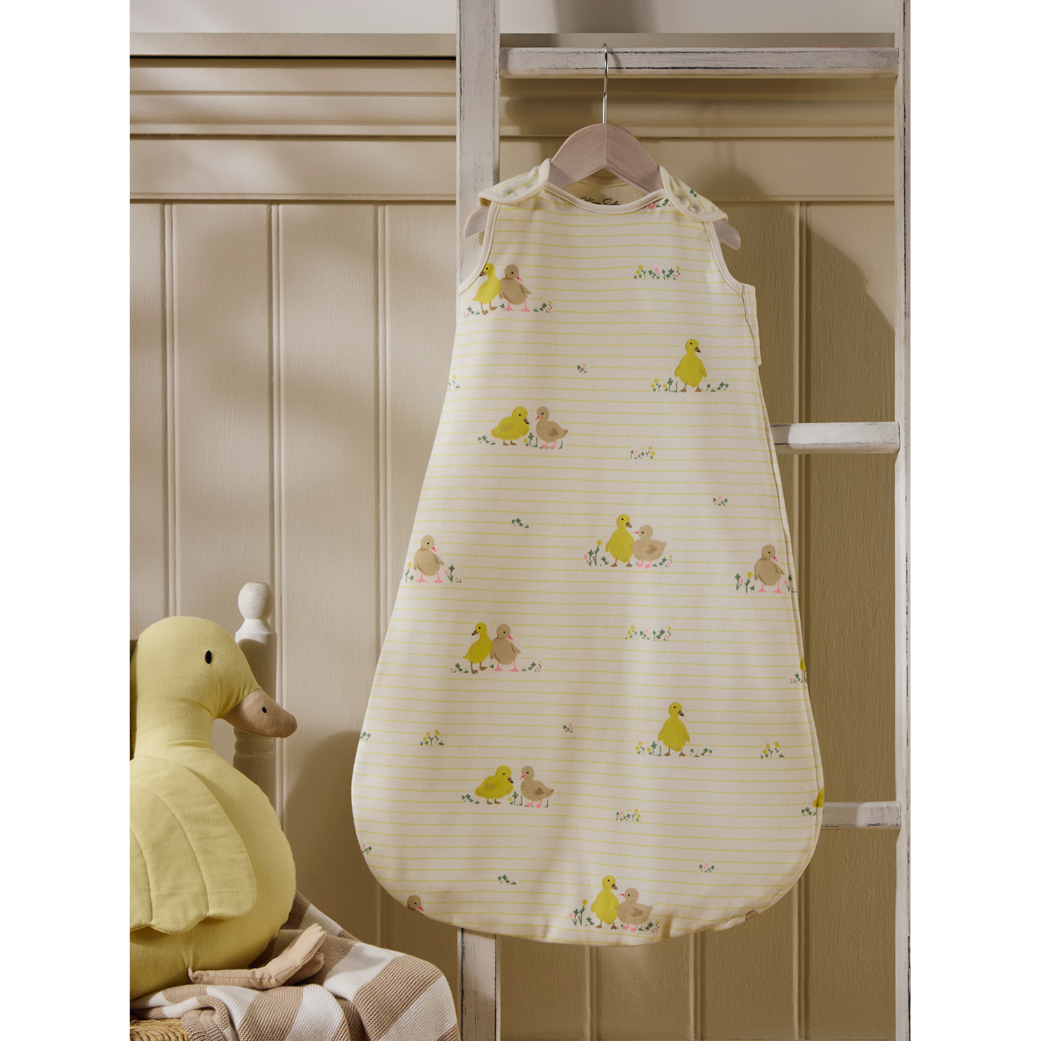 George White & Yellow Stacey Solomon Duck Print Cotton Sleep Bag 1 Tog
