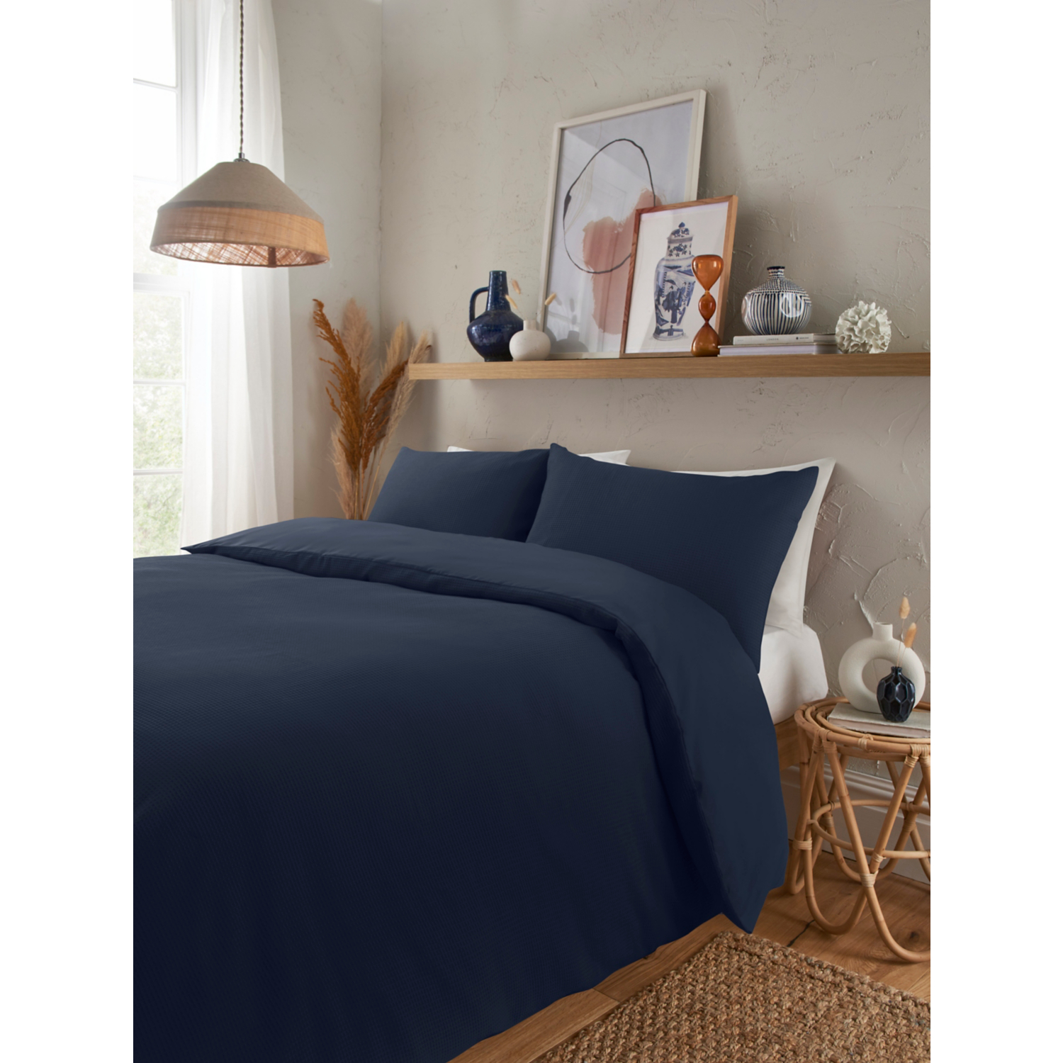 George Navy Waffle Texture Duvet Set
