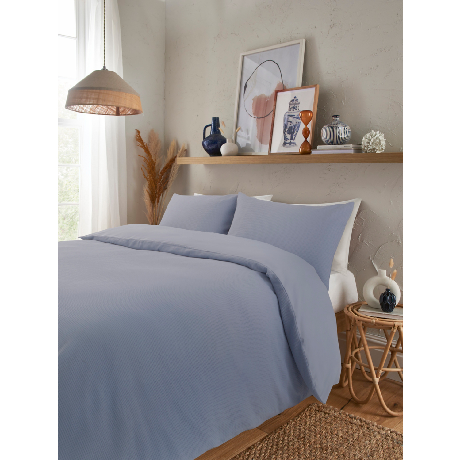 George Blue Waffle Texture Duvet Set