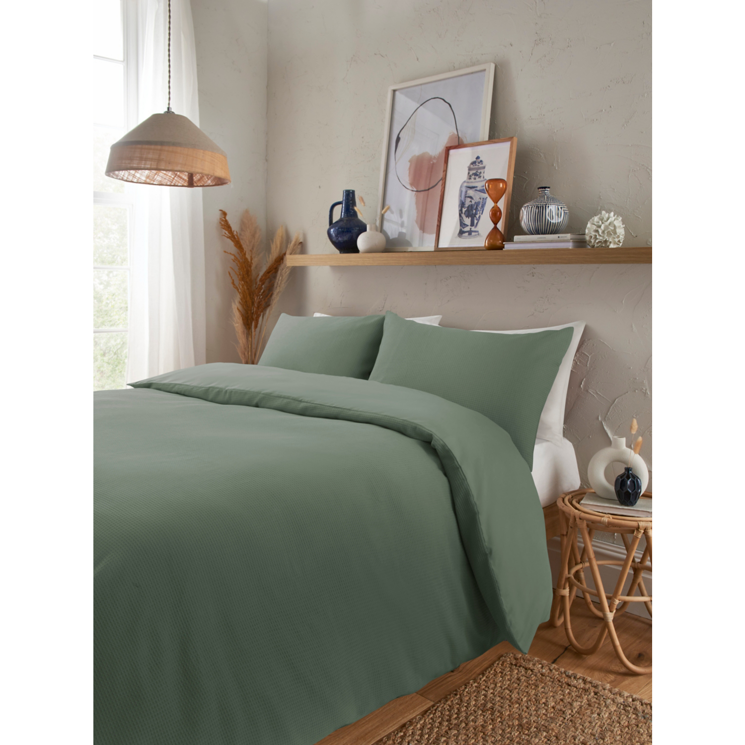 George Green Waffle Texture Duvet Set