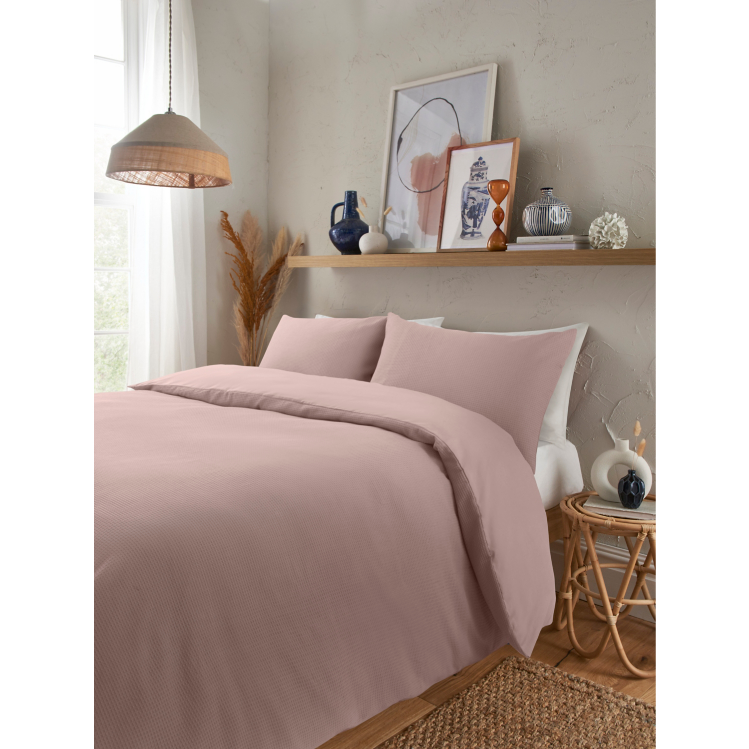 George Natural Waffle Texture Duvet Set