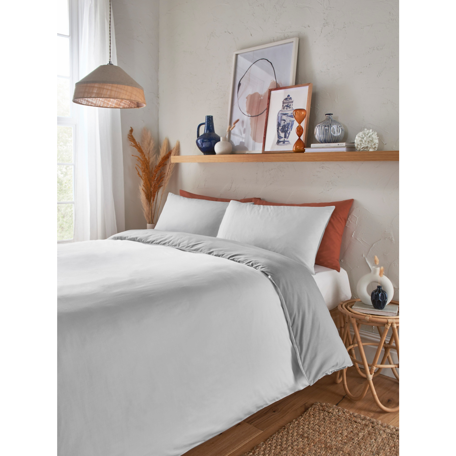 George White Reversible Textured Duvet Set