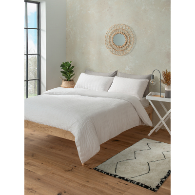 George Home White Seersucker Duvet Set - Double