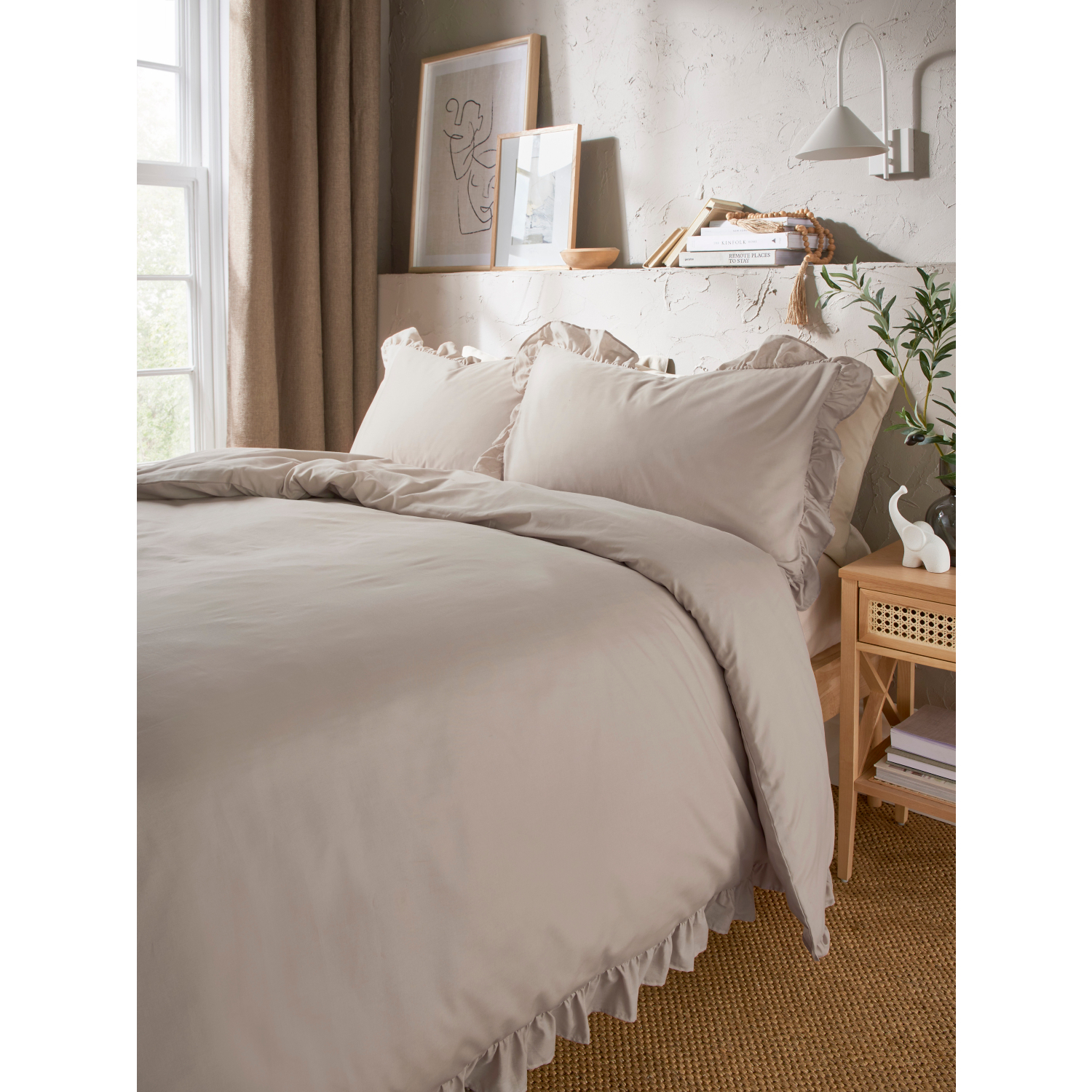 George Natural Plain Frill Trim Duvet Set