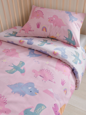 Cotbed Bedding Asda Baby Cot Bumper Pink Dino Toddler Reversible