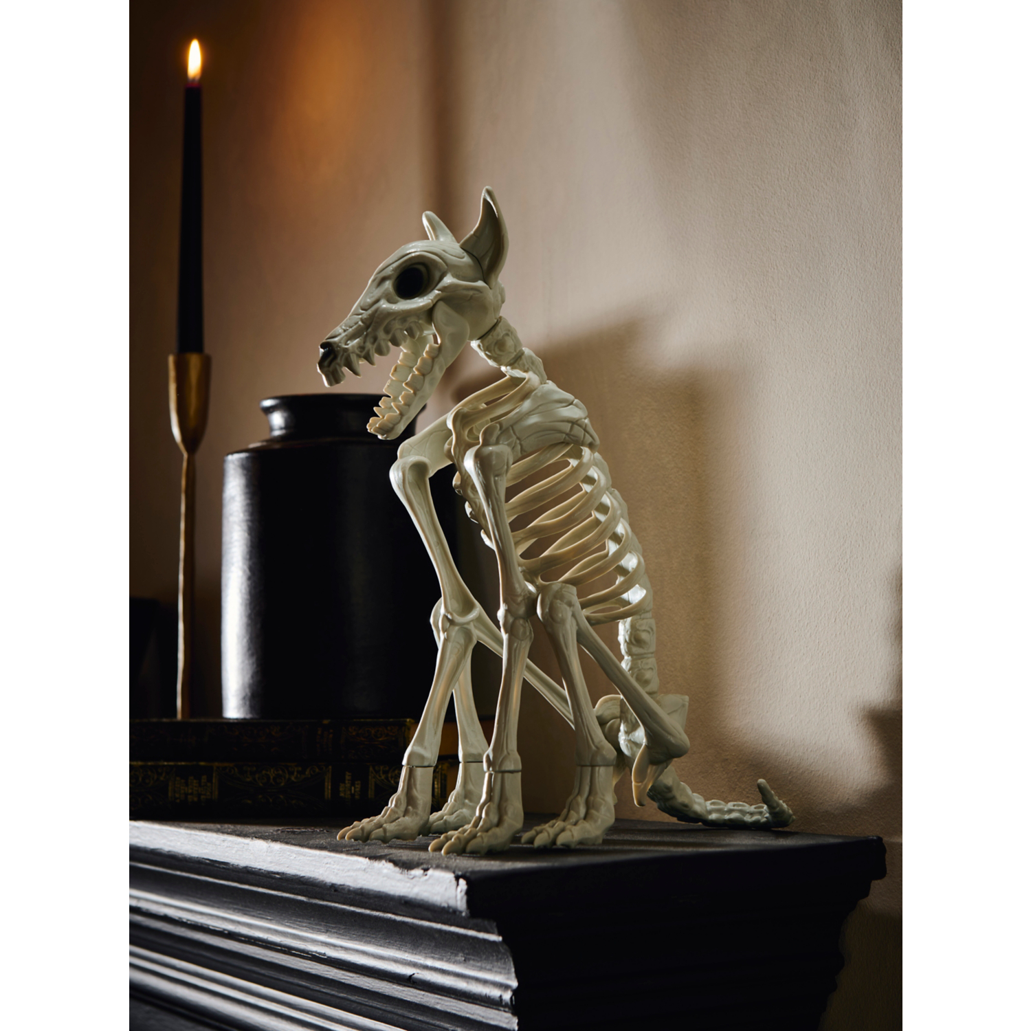George White Halloween Animated Dog Skeleton Decoration