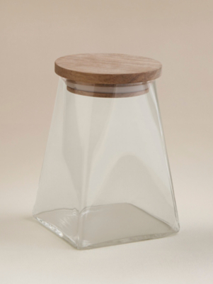 Clear Acacia Lid Pyramid Canister - 500ml | Home | George at ASDA