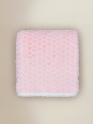 Pink Hearts Textured Sherpa Blanket 120cm x 150cm Home