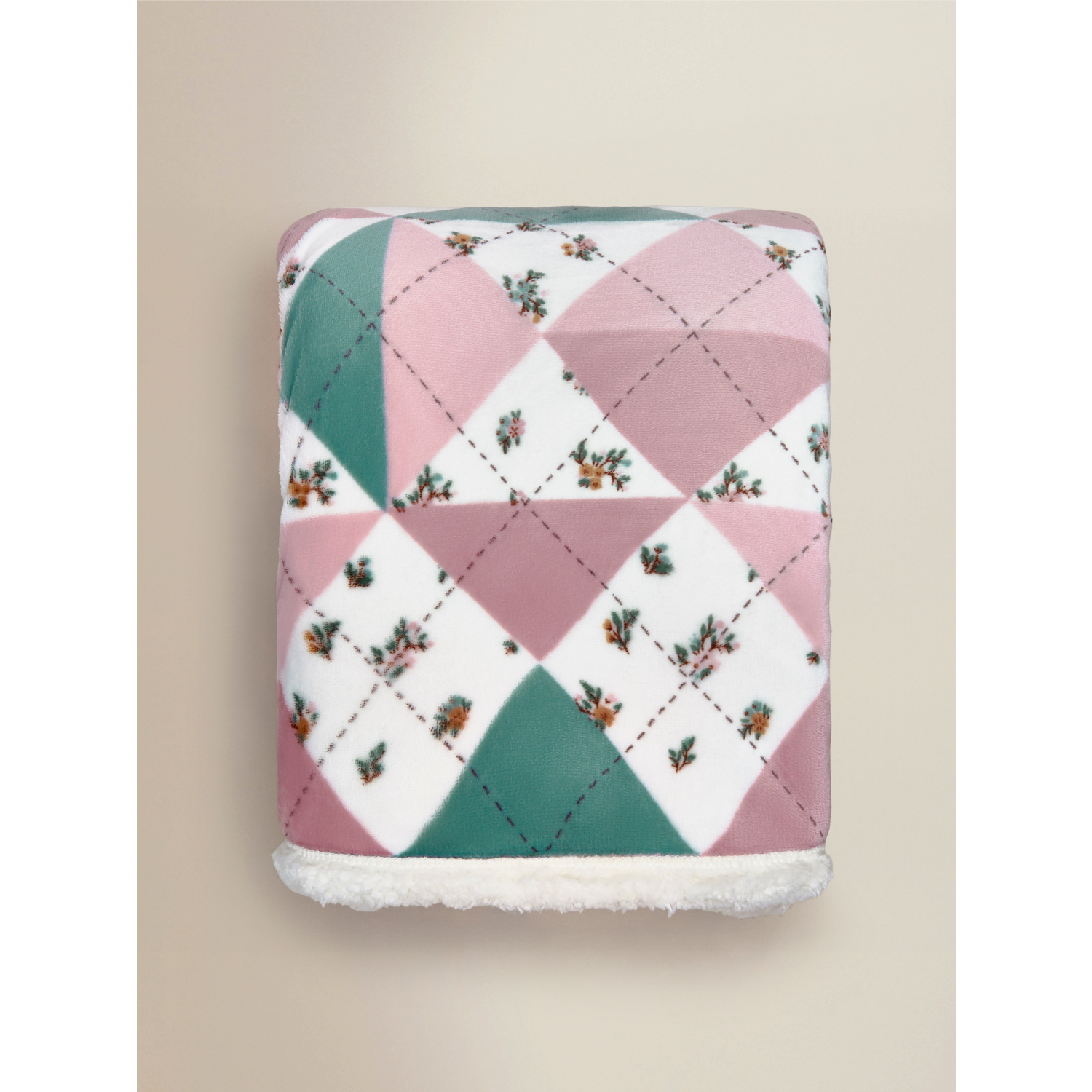 George Multi Coloured Patchwork Sherpa Blanket - 120Cm X 150Cm