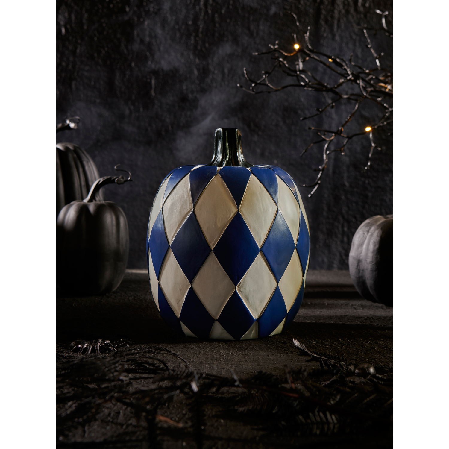 George Blue Halloween Harlequin Pumpkin