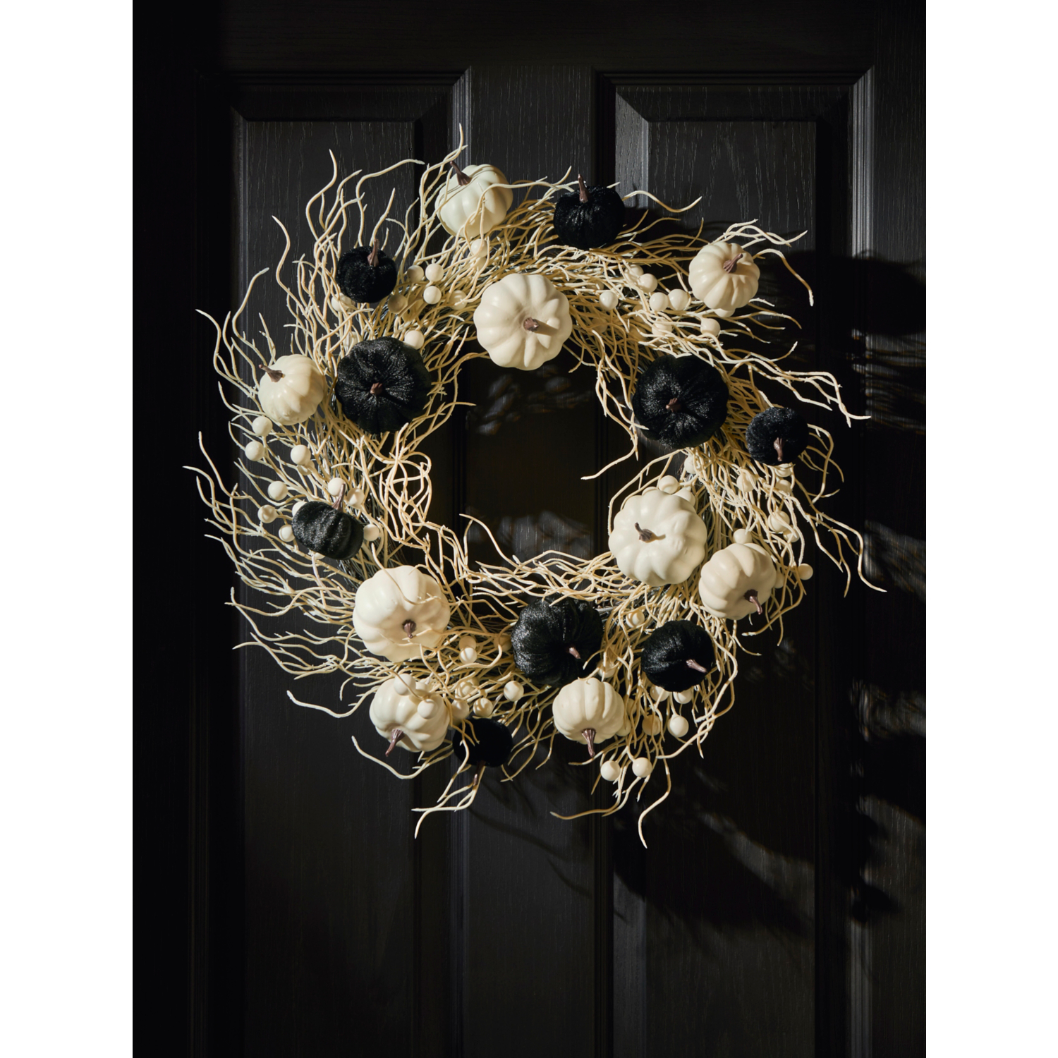 George Black & White Halloween Pumpkin Wreath