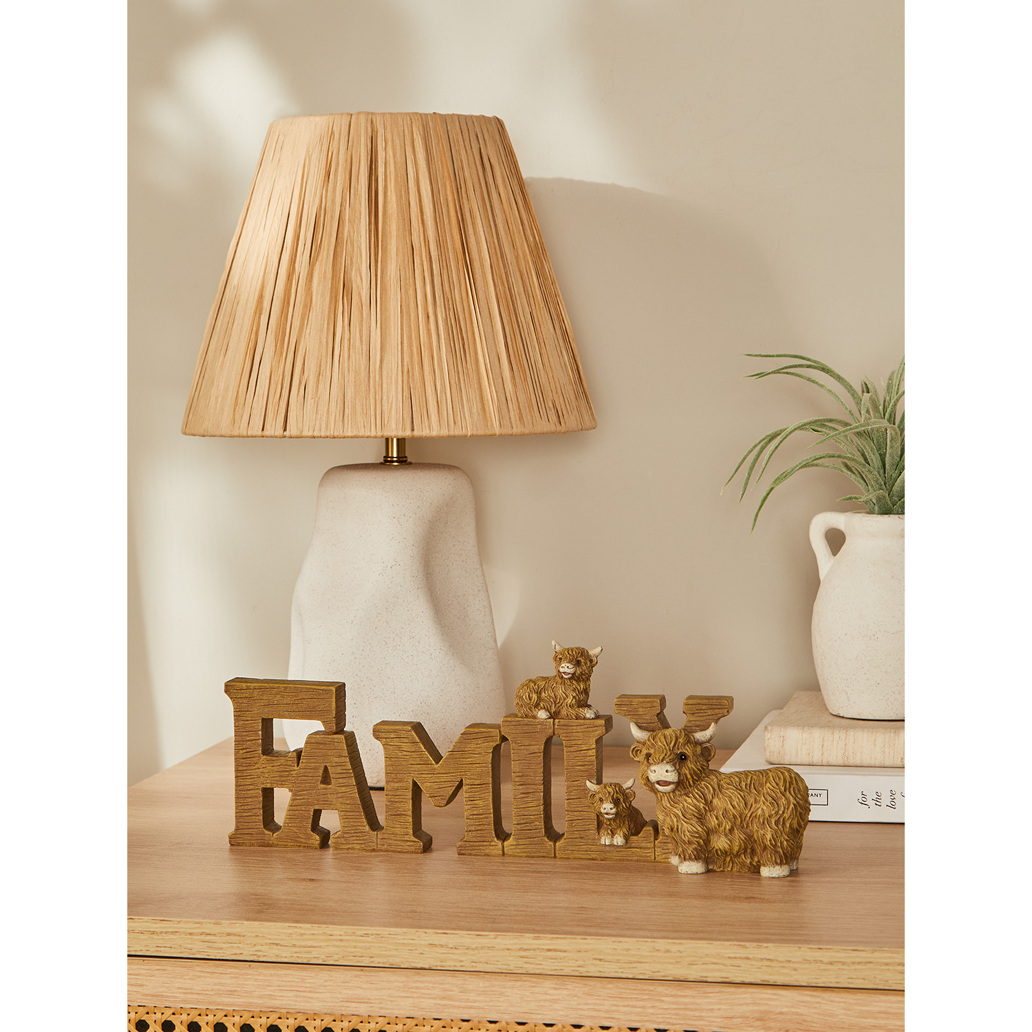 George Natural Brown Highland Cow Family Sign
