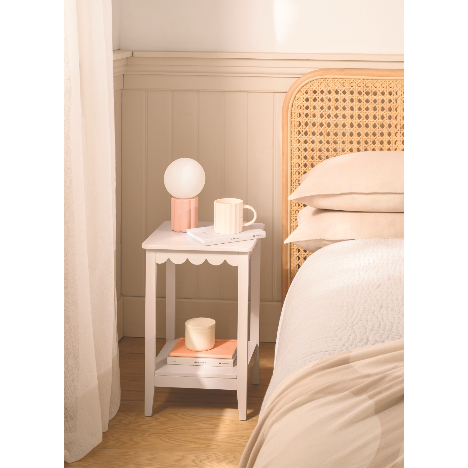 George Cream Scallop Bedside Table