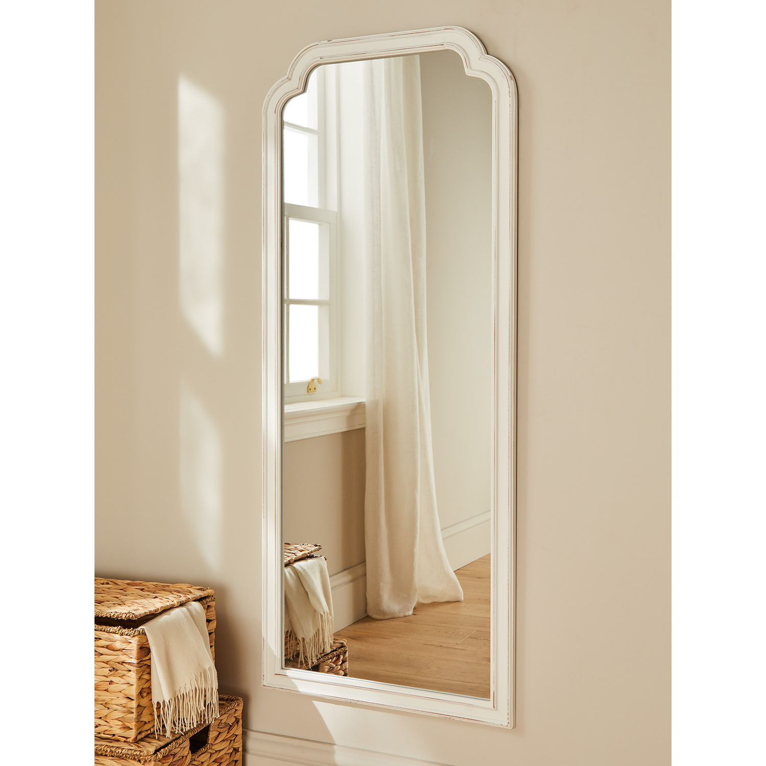 George White Wash Vintage Full Length Mirror