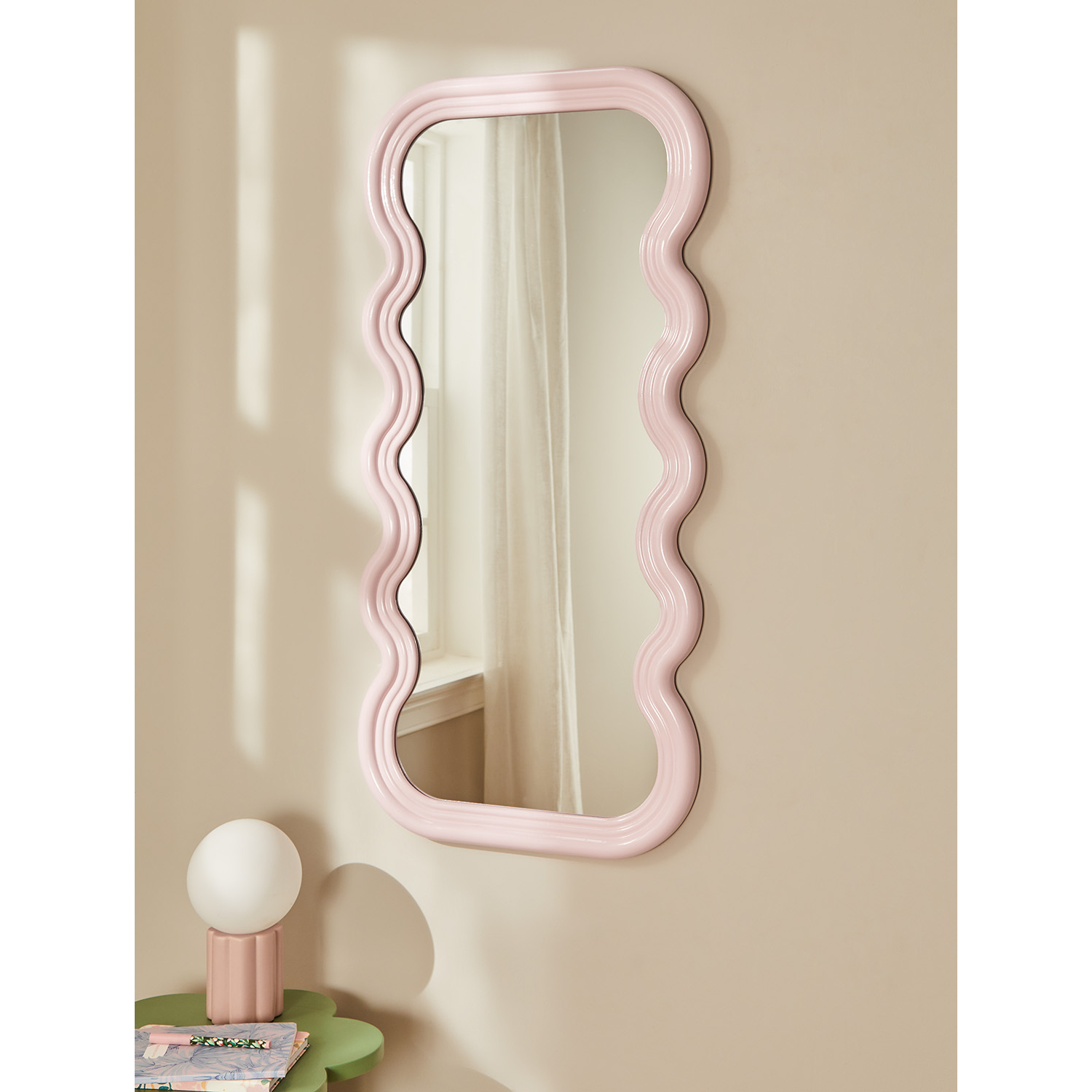 George Pink Wavy Sides Long Mirror