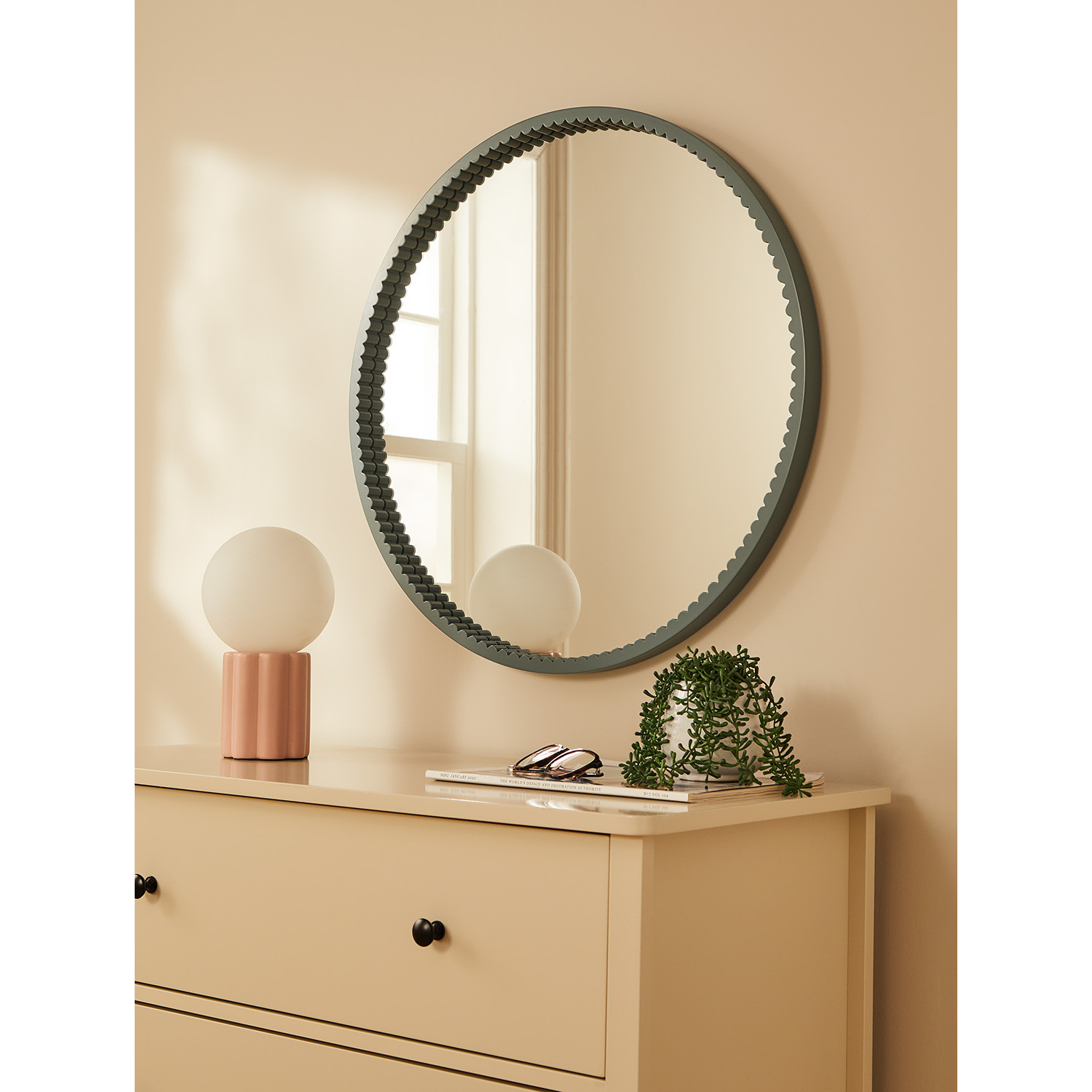 George Green Ribbed Round Mirror
