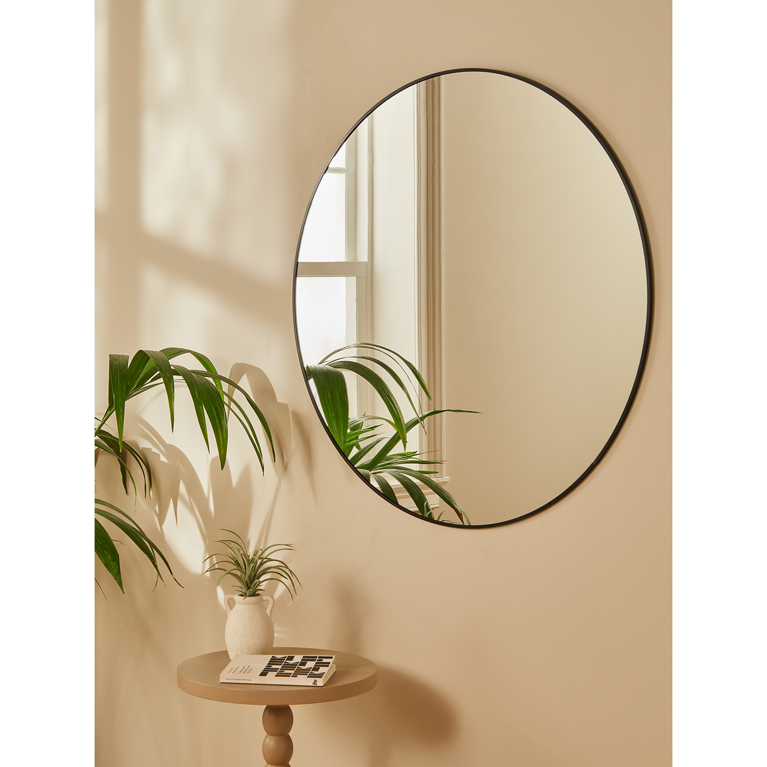 George Black Round Thin Frame Mirror