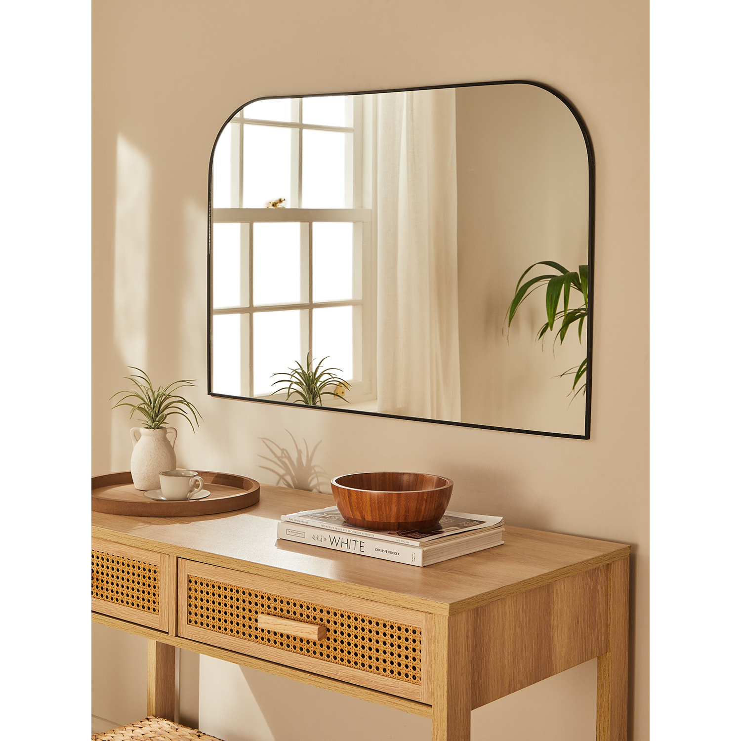 George Black Thin Frame Mantle Mirror