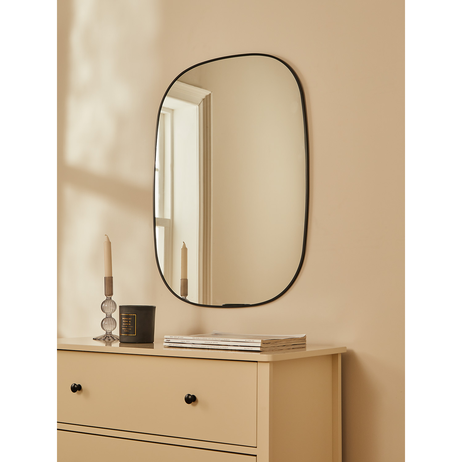 George Black Thin Frame Oval Mirror