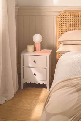 Cream Scallop Bedside Table With Drawers Home George at ASDA