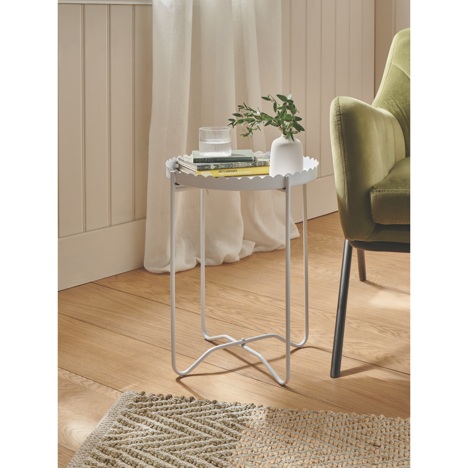 George White Scallop Metal Table