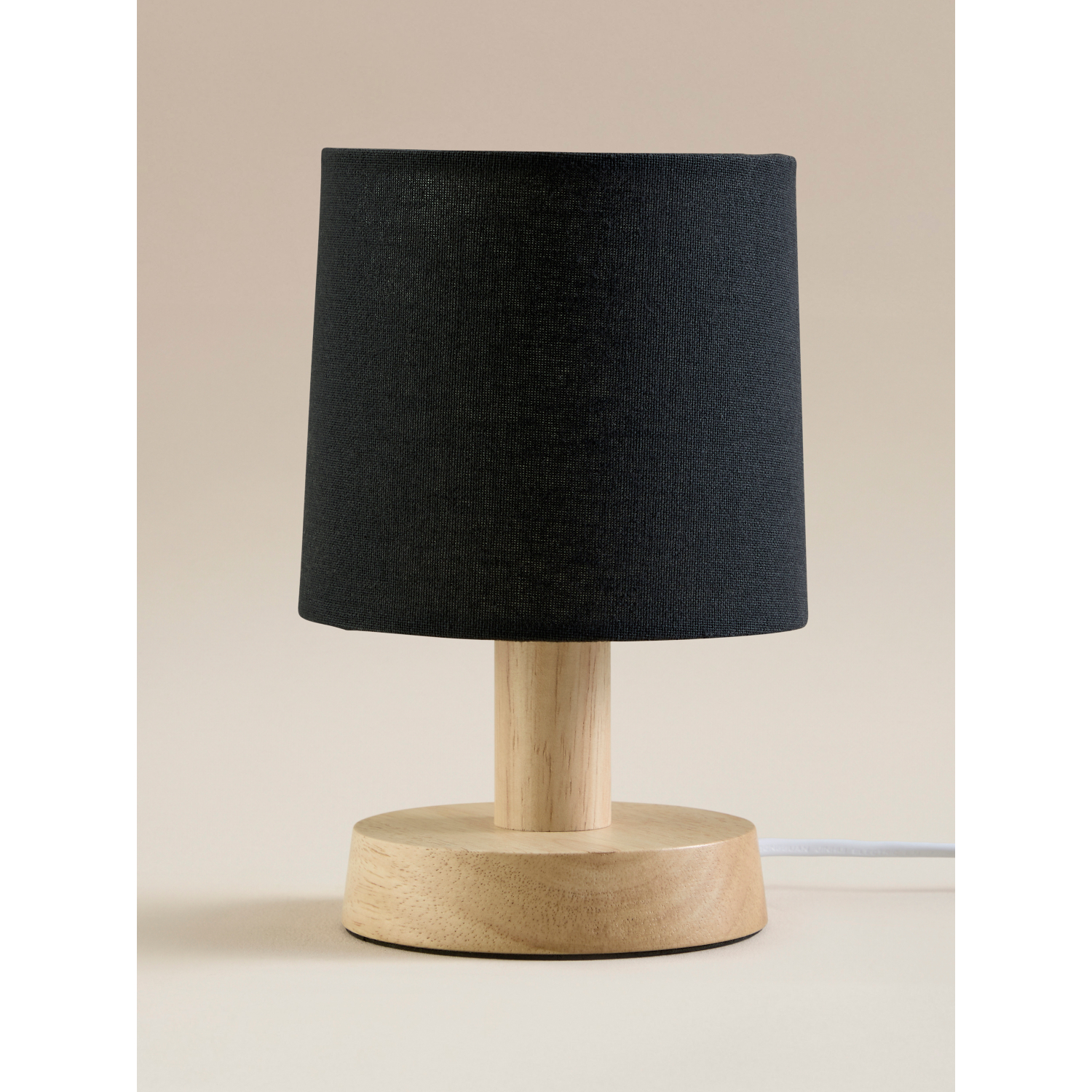 George Black Natural Wood Table Lamp With Shade