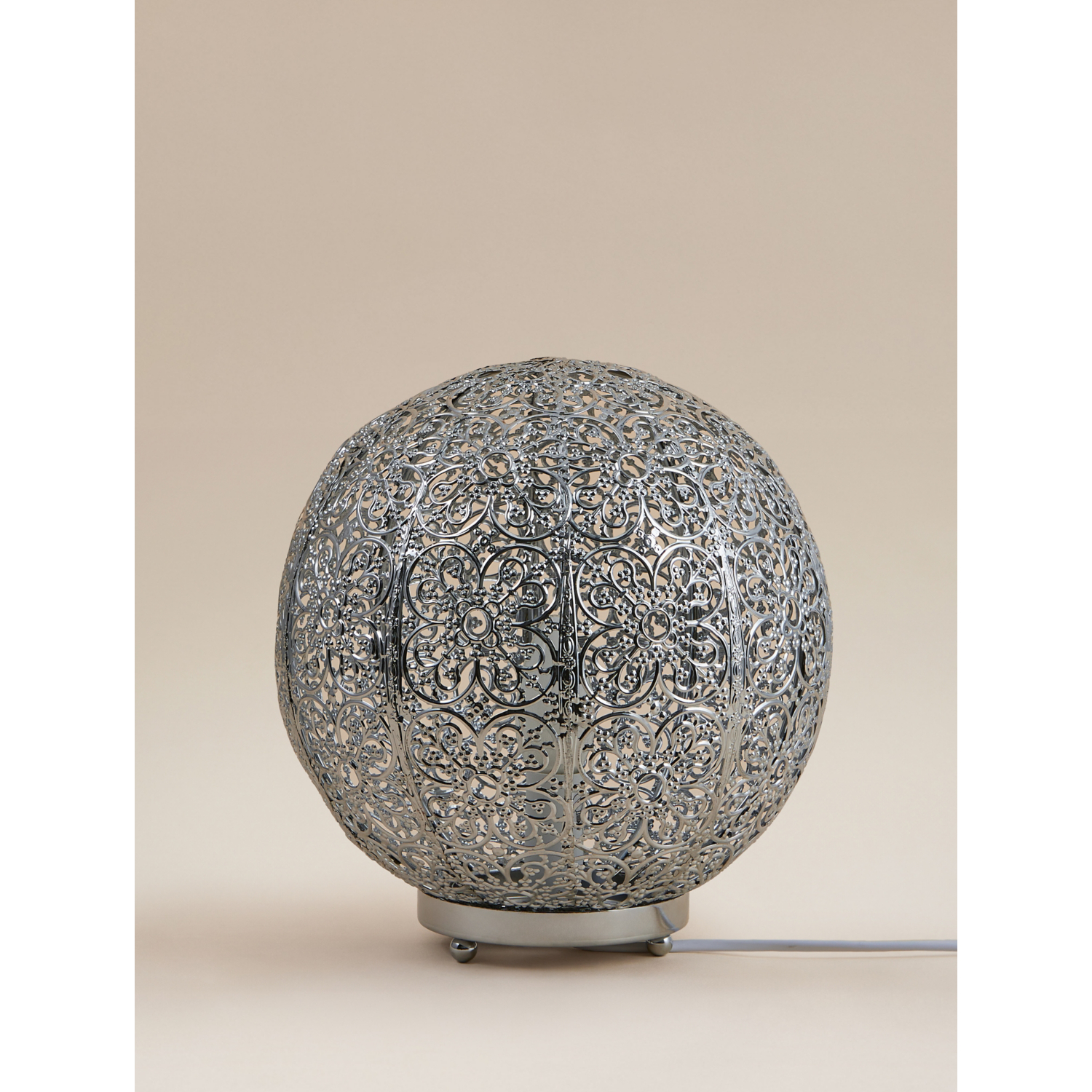 George Silver -Tone Moroccan Table Lamp