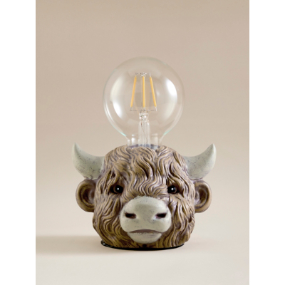 George Brown Highland Cow Bulb Table Lamp - Brown