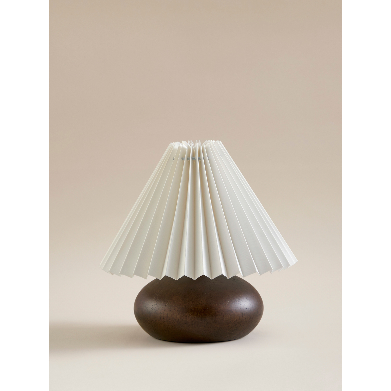 George Natural Wood Table Lamp With Pleated Shade