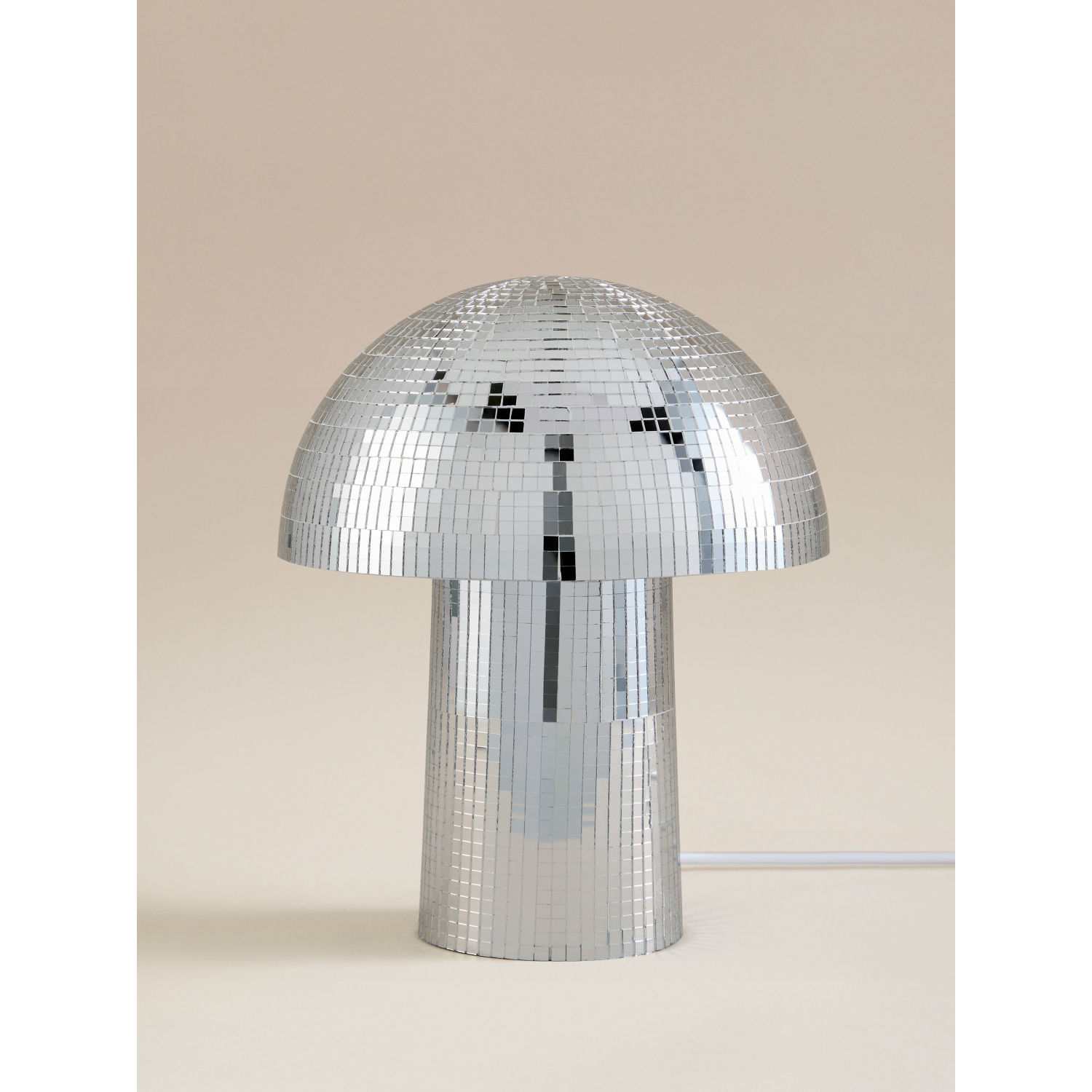 George Silver -Tone Disco Mushroom Table Lamp