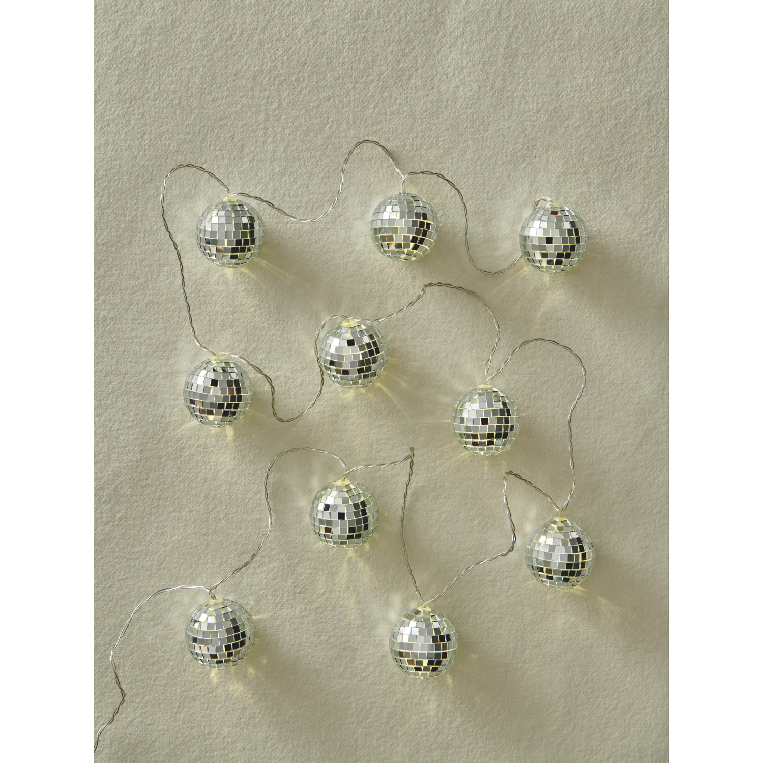 George Silver -Tone Disco Ball String Lights 10 Piece