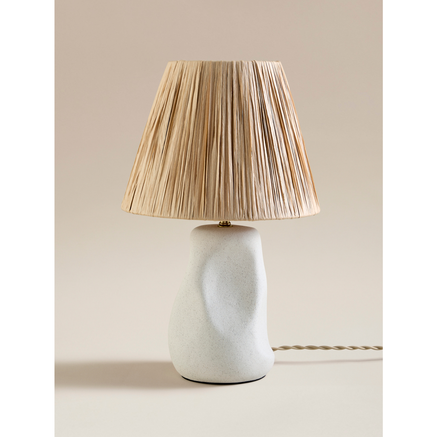 George Natural Raffia Shade Ceramic Table Lamp
