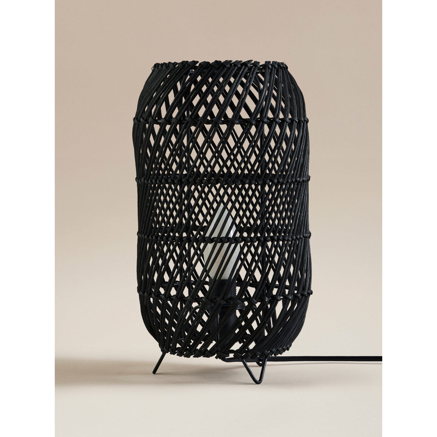 George Black Rattan Table Lamp