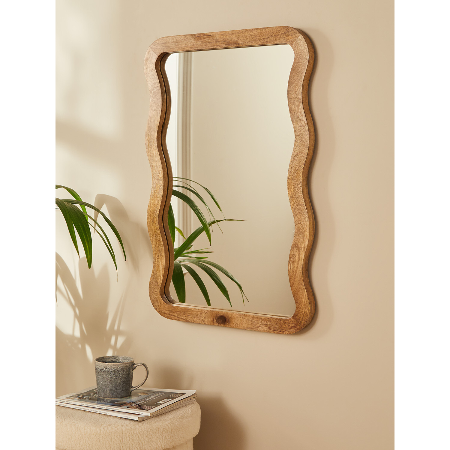 George Natural Brown Wavy Wood Mirror
