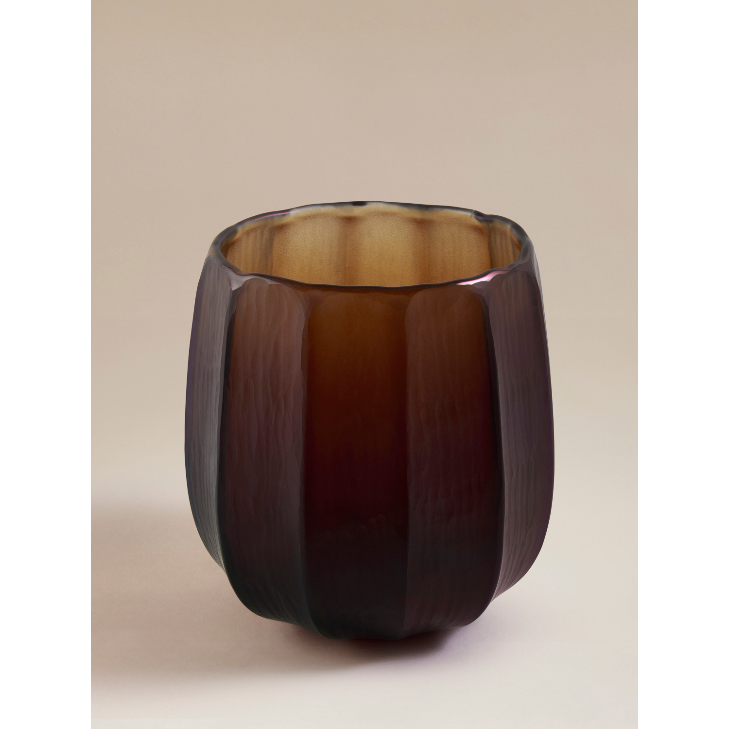 George Amber Wide Ribbed Chunky Glass Vase